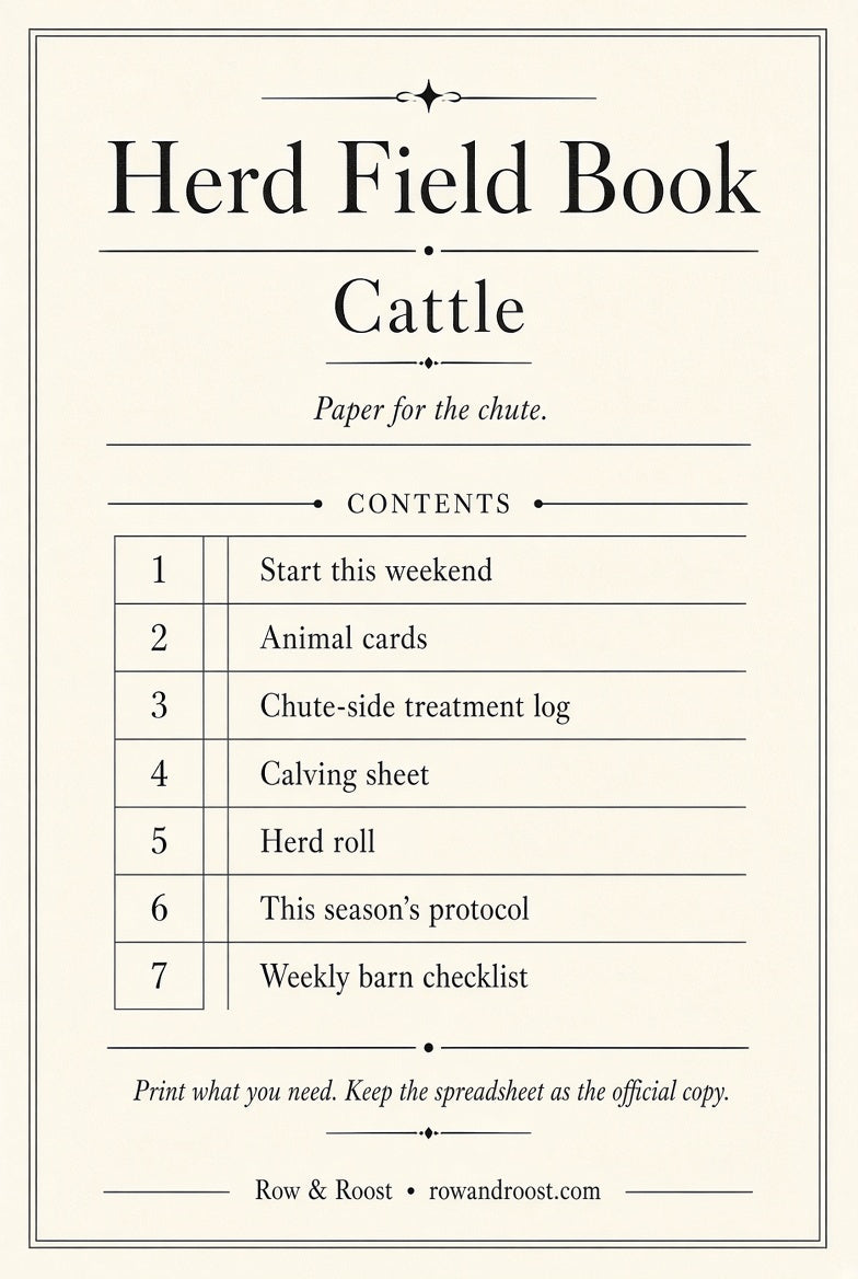 Herd Field Book — Cattle