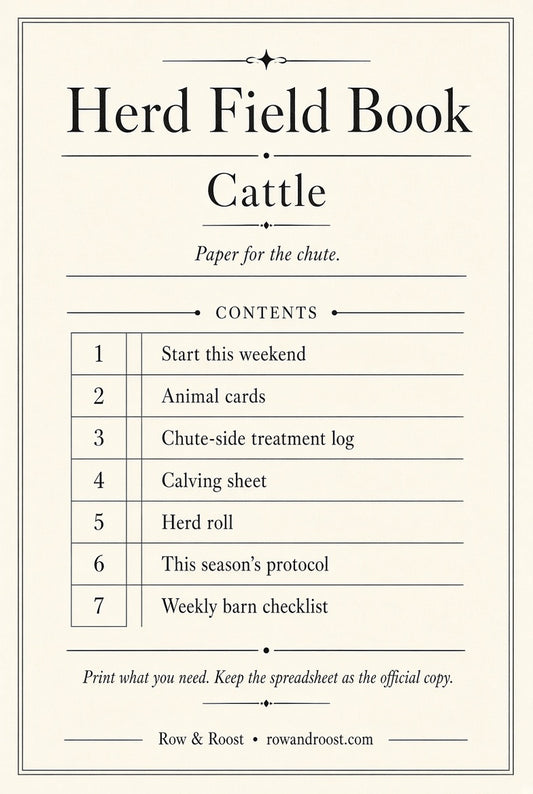Herd Field Book — Cattle